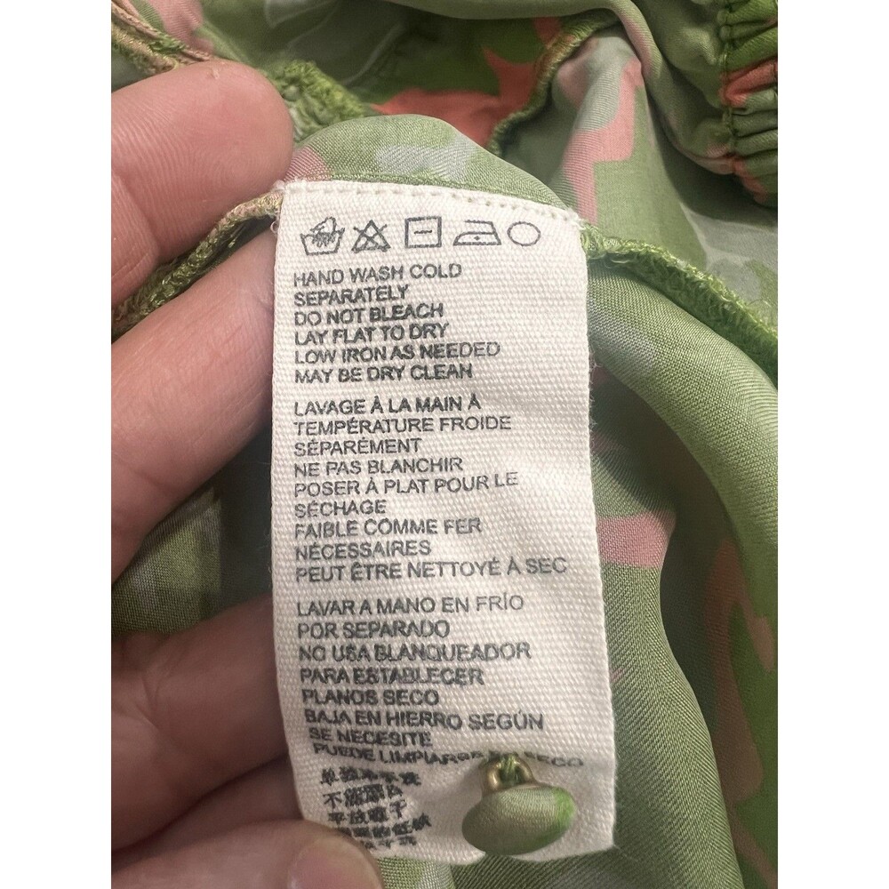 NWOT CLEOBELLA Claire Green Satin Jumpsuit Sz S Abstract Print Short Sleeve - Picture 11 of 13